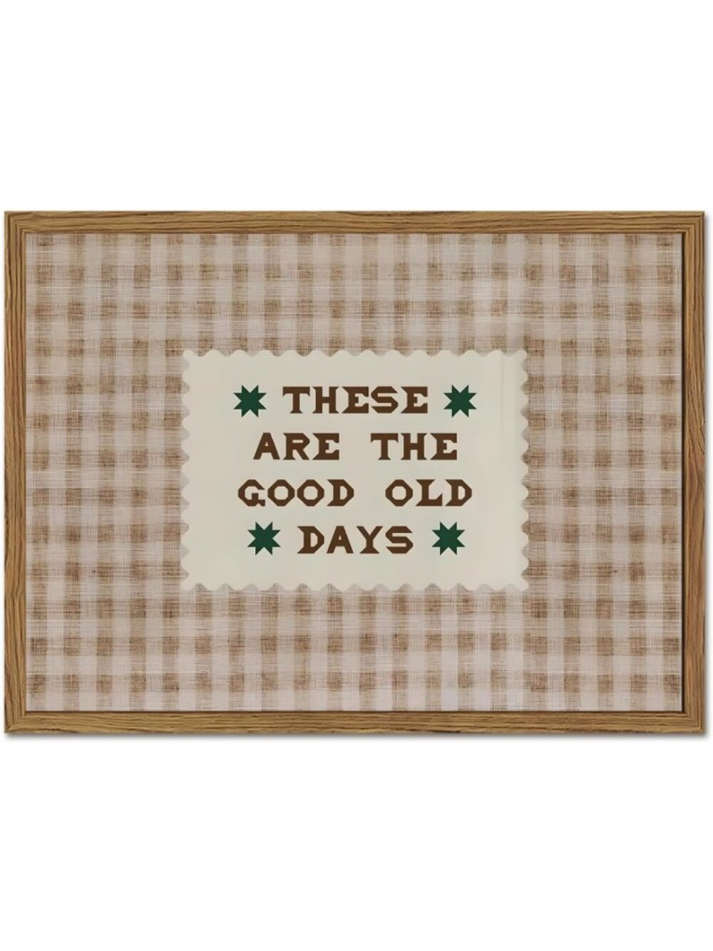 Vintage Gingham Wall Art Sign - Cottagecore Quote Canvas Print for Living Room